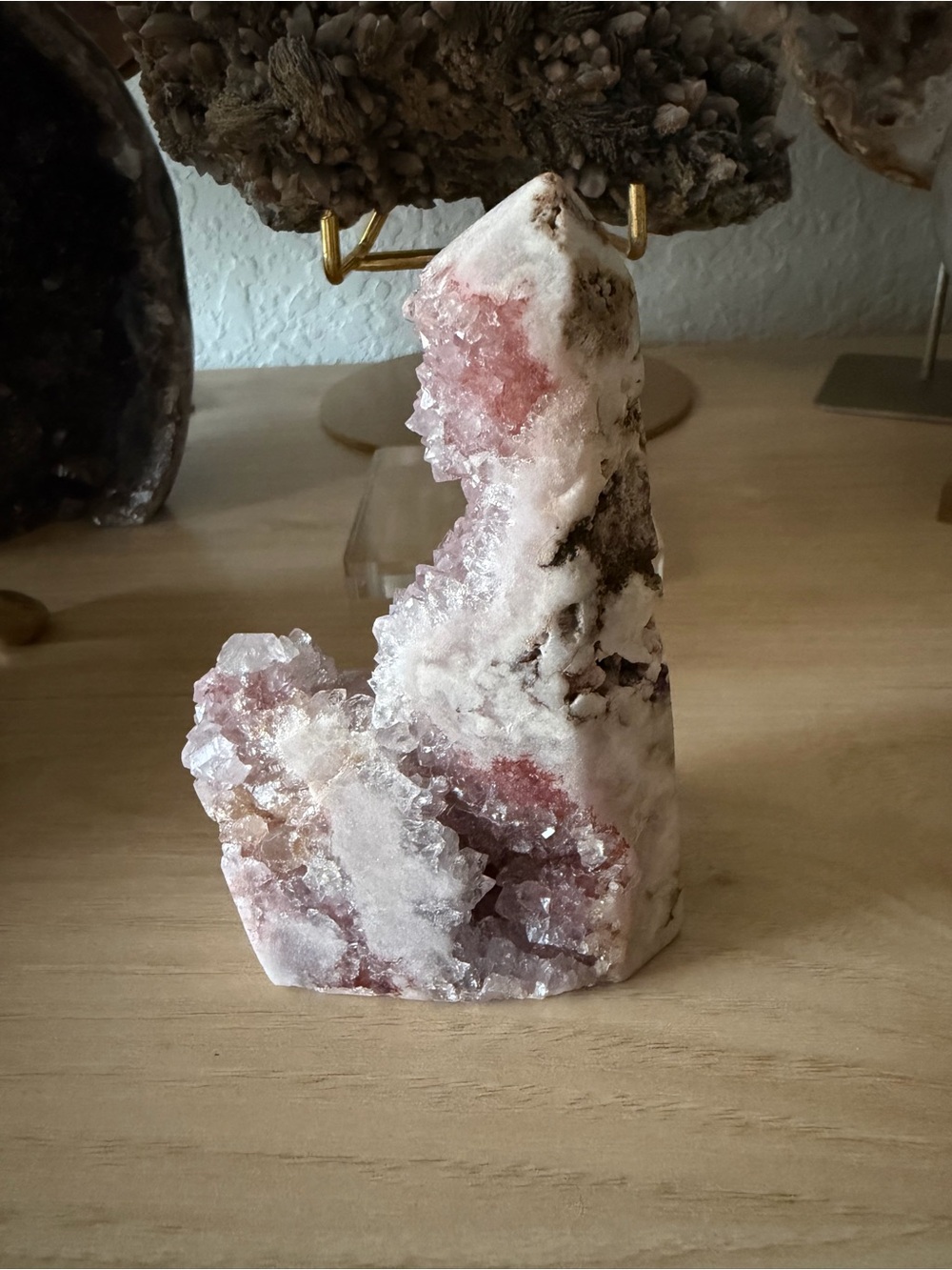Dark Pink Amethyst Super Druzy Natural Crystal Freeform Tower